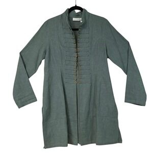 Soft Surroundings Womens Size M Green Ramie Mandarin Collar Tunic Jacket